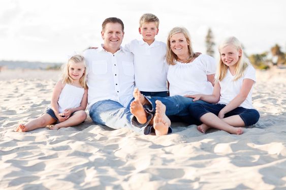 Happy Caucasian Family Portrait at the Beach