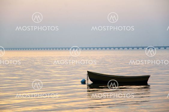 Rowing boat at sunset