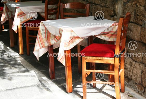 Greece. Rhodos island. An open-air cafe