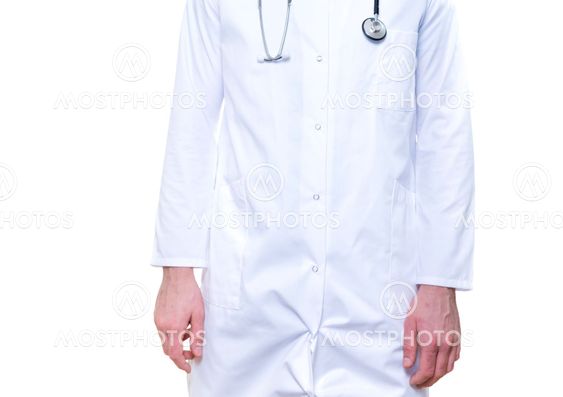 Arms and hands of doctor with stethoscope