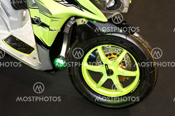 green motorbike wheel