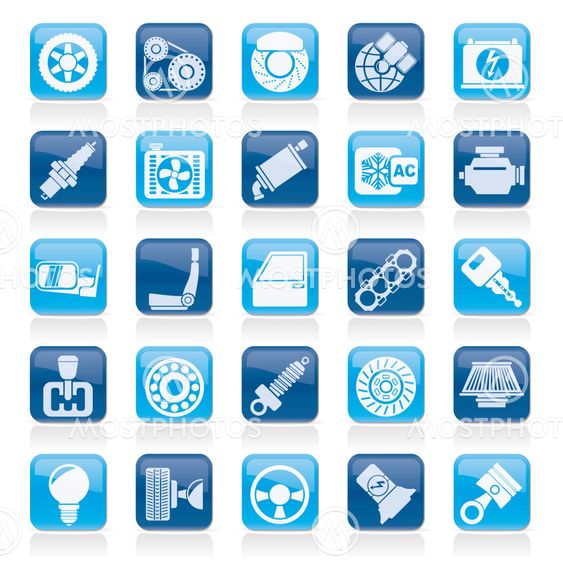 Car parts and services icons
