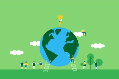 Earth Day illustration of people celebration