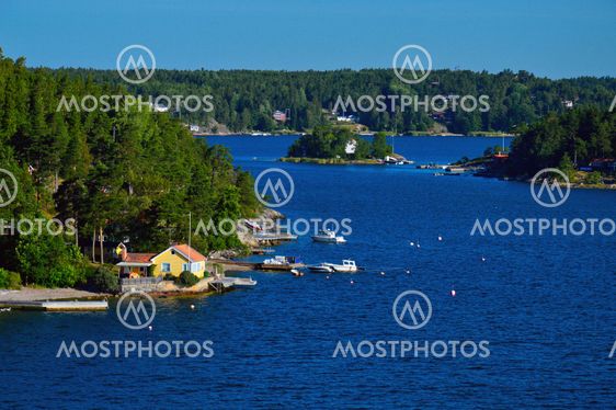 Swedish settlements on islets of Stockholm Archipelago in Baltic Sea, Sweden