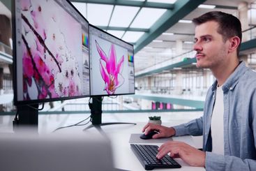 Website Graphic Designer Working In Office