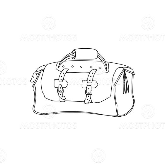 Vector illustration of travel bag. Hand drawing sketch...