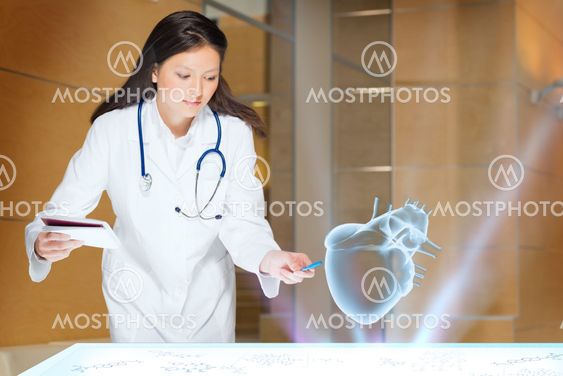 young woman doing research