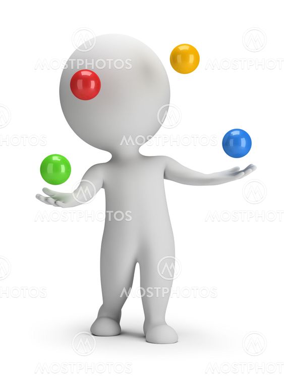 3d small people - throws balls