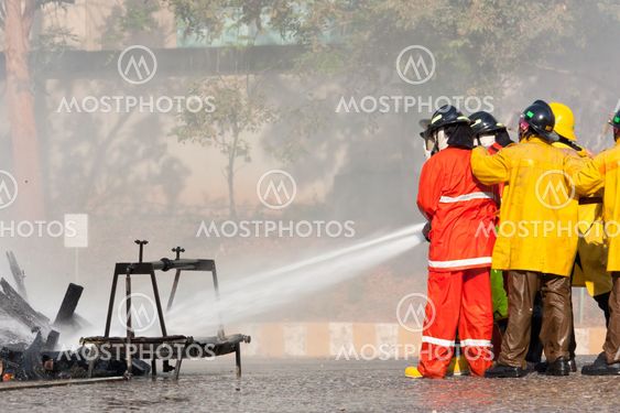 Firefighters training exercise