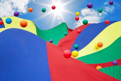 Multicoloured balls in the sky