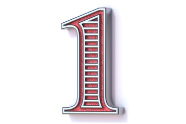 Red silver festive font Number 1 ONE 3D