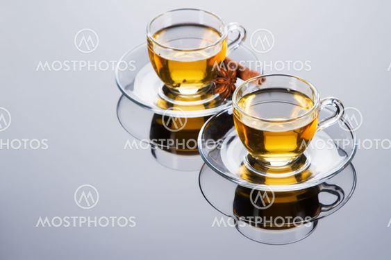Tea cup with fresh mint leaves