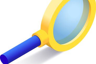 Magnifying glass with a blue handle and yellow lens...