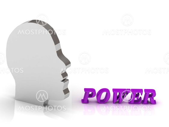 POWER bright color letters and silver head mind