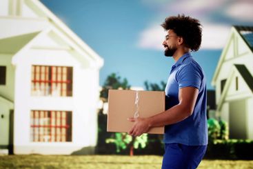 The Smiling Courier Delivering a Package