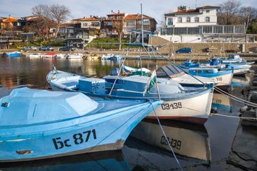Sunset panorama of the port of Sozopol, Bulgaria
