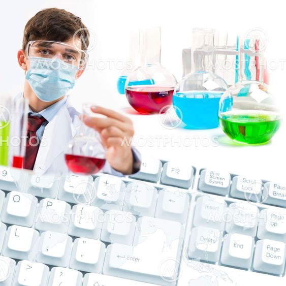 Collage with scientist in laboratory
