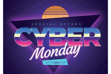 Retro futuristic cyber monday