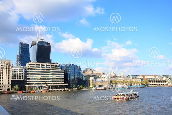 New walkie talkie building and Thames river, London