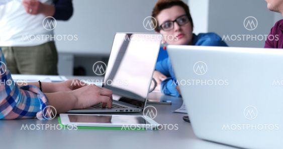 Business Team At A Meeting at modern office building