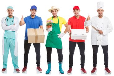 Group of young people occupations occupation full body...