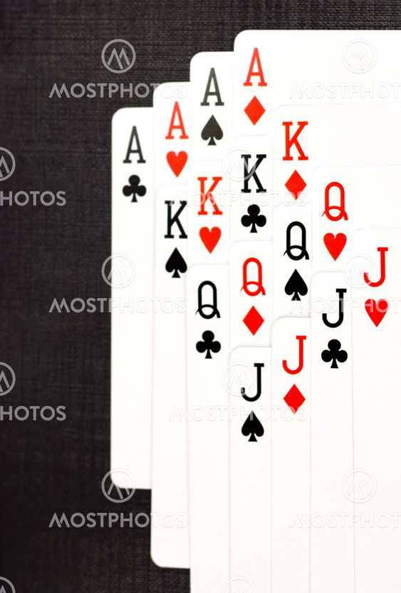 Playing cards on a black background