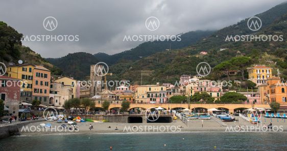 The coastline of Monterosso touristic village at cinque...
