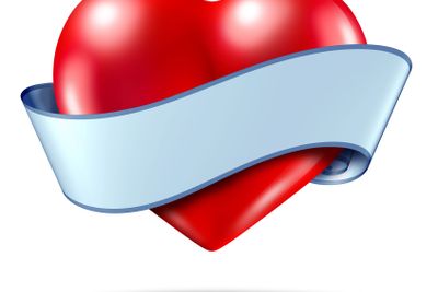 Heart concept and love icon with a blank ribbon scroll