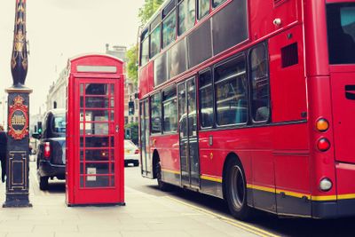 double decker bus and telephone booth in london