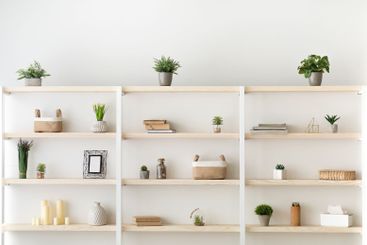 Scandinavian furniture with decorative elements in daylight