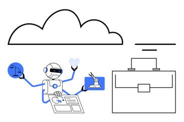 Robot performing multitasking under cloud technology...