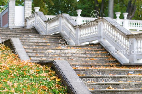 Blurred image of outdoor old style staircase
