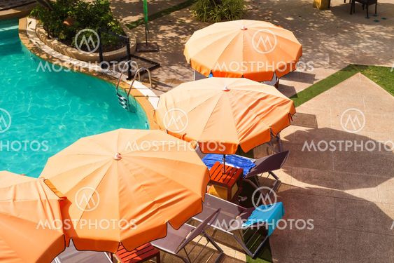 top view of beautiful swimming pool