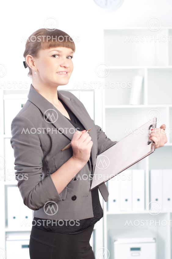 woman works in the office