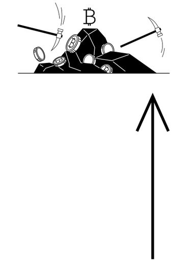 Bitcoin Mining with Pickaxes Extracting Coins from Rock,...