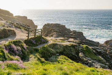 Rough and rocky shore at Malin Head, Ireland's...