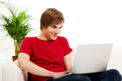 Working on the laptop