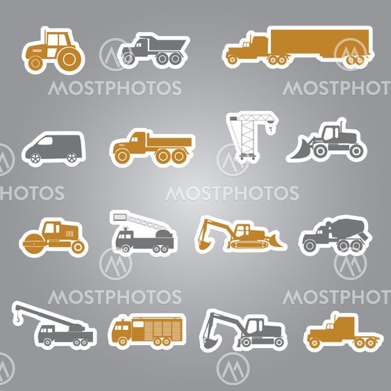 heavy machinery stickers set eps10