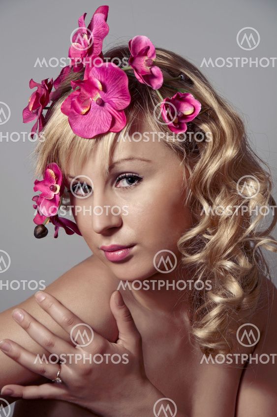 Beautiful Woman with Orchid flower