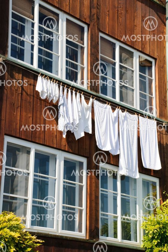Laundry drying on window