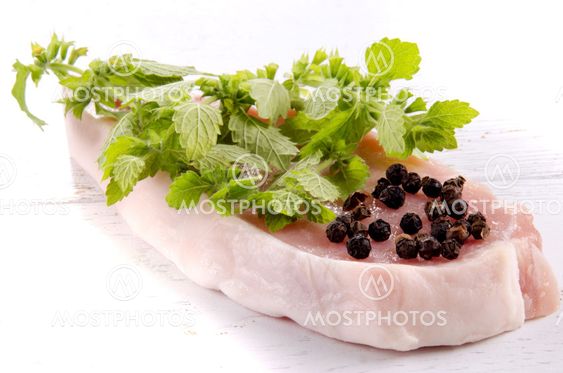 pork chop with mint and pepper corn