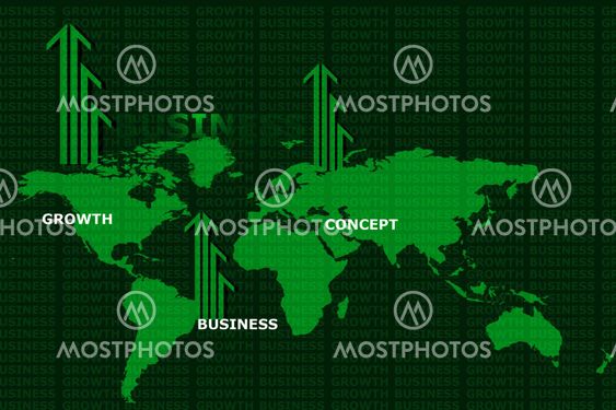World map and business arrow