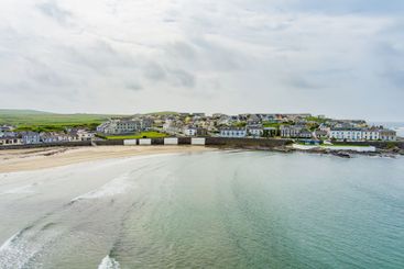 Aerial view of Kilkee, coastal town, popular as a...
