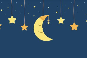 hanging sleeping moon and stars in sky childhood