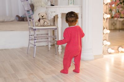 African American baby boy indoors