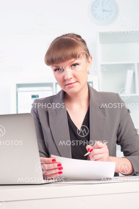 woman works in the office