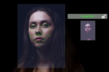 biometric scan of a beautiful girl's face