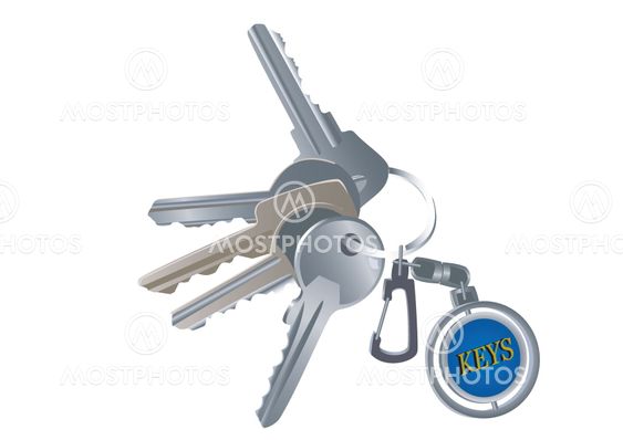 Set of various keys on a charm