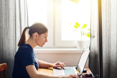 Woman Working Home Office Computer Laptop Home