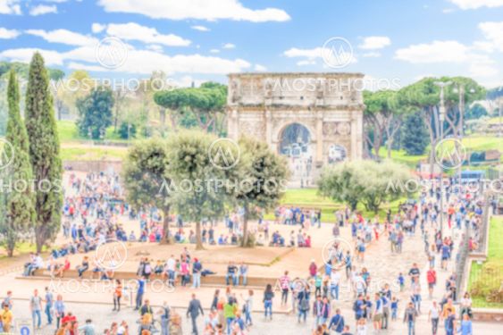 Defocused background with Arch of Constantine in Rome, Italy